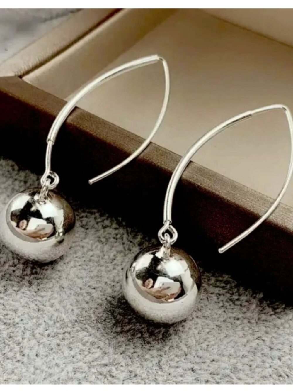 Elegant Sterling Silver Ball Drop Dangle Earrings
